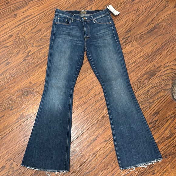 MOTHER Denim - MOTHER Blue Flare & Wide Leg Jeans with Raw Hem